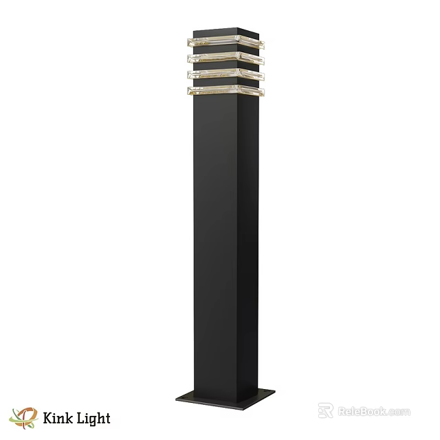 Black Column Outdoor Light With Decorative Top And Modern Exterior Design 3d model 