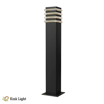 Black Column Outdoor Light With Decorative Top And Modern Exterior Design 3d model