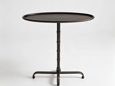 Round Coffee Table with Slim Column Stand and Cross Base in Dark Finish 3d model