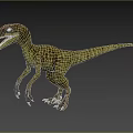 Realistic Green Brown Striped Dinosaur With Sharp Claws And Teeth Standing Posture 3d model