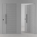 Modern Wooden Swing Door With Vertical Slats Light Wood Finish And Dark Frame