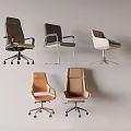 Various Designed Office Chairs in Black White Brown with Wheels and Different Materials