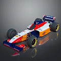 Formula One Car with Red White Blue Orange Livery FedEx Red Bull Logos Number 23
