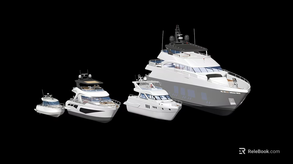 Modern White Yachts in Different Sizes and Sleek Contemporary Designs 3d model 