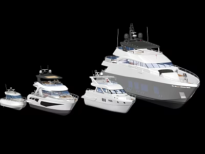 Modern White Yachts in Different Sizes and Sleek Contemporary Designs 3d model