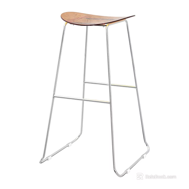 Modern Sleek Bar Stool Featuring Sturdy Metal Frame Tall Structure And Footrest Design 3d model