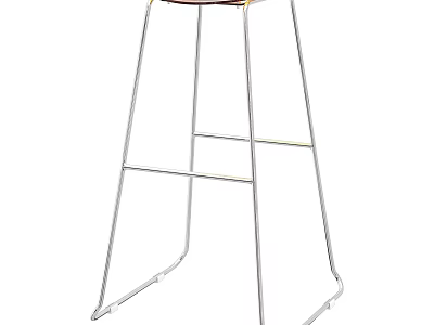 Modern Sleek Bar Stool Featuring Sturdy Metal Frame Tall Structure And Footrest Design 3d model