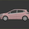 Pink Compact Hatchback With Silver Roof And Modern Exterior Design On Shiny Reflective Surface