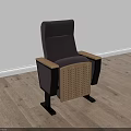 Modern Single Armchair With Black Fabric Backrest Wooden Armrests Perforated Panels And Metal Legs