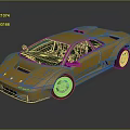 Yellow Classic Sports Car with Sleek Design Shiny Finish Alloy Wheels and Reflection