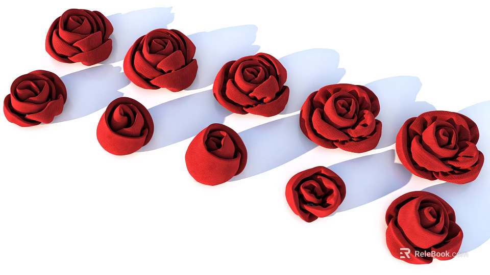 Beautiful Multiple Red Rose Shaped Decorative Ornaments for Home and Event Decoration 3d model 