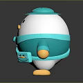 Cute Duck Doll With White Body Yellow Beak And Turquoise Outfit Hat