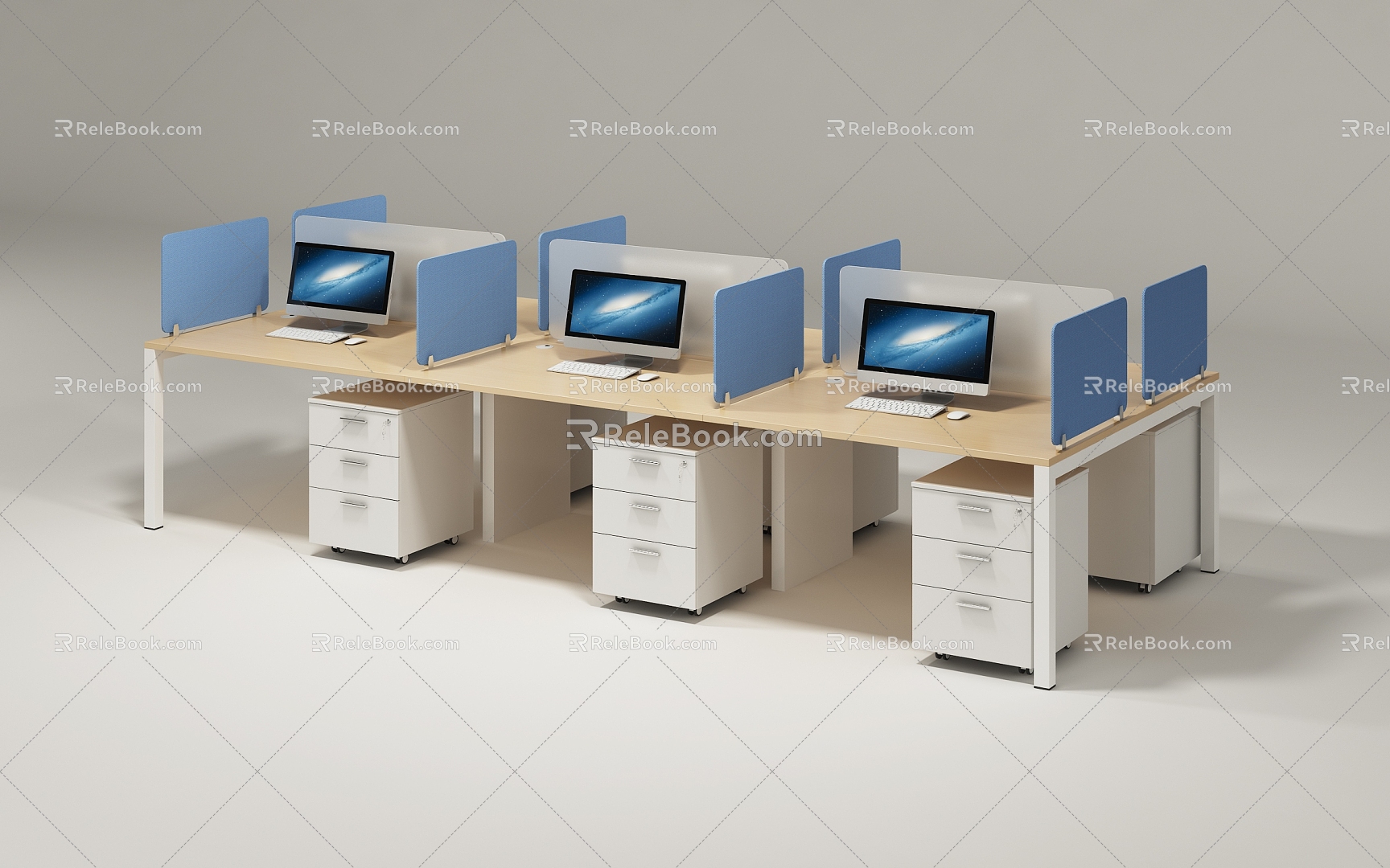 Desk Workstation Screen Workstation Staff Position Office Desk Straight Workstation 3d model