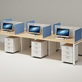 Desk Workstation Screen Workstation Staff Position Office Desk Straight Workstation 3d model