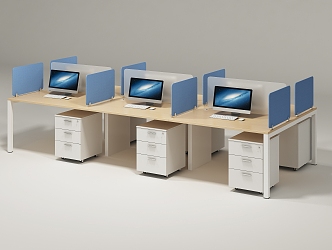 Desk Workstation Screen Workstation Staff Position Office Desk Straight Workstation 3d model