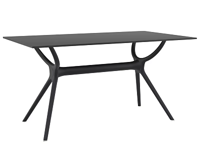 Modern Black Dining Table with Unique Curved Leg Structure and Sleek Contemporary Design 3d model