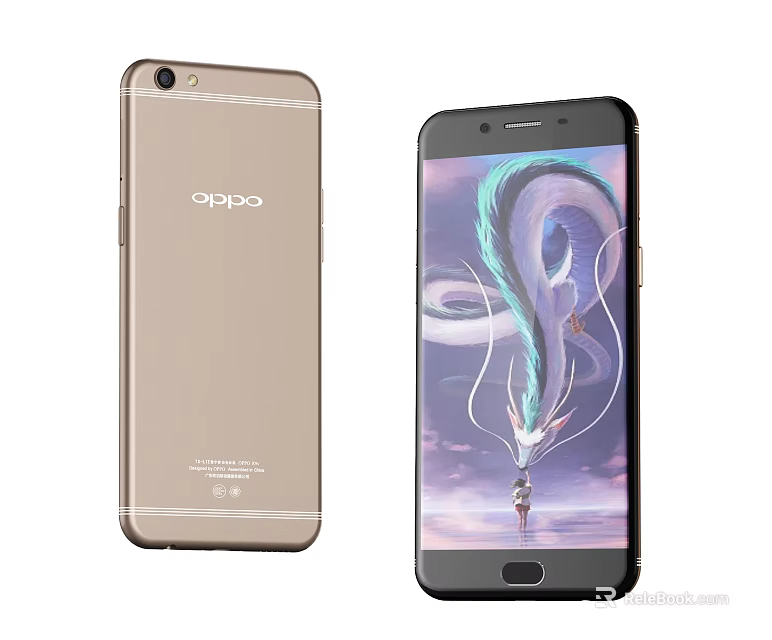 OPPO Modern Sleek Smartphone With Back Cover Design And Dragon Wallpaper 3d model 