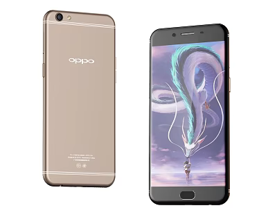OPPO Modern Sleek Smartphone With Back Cover Design And Dragon Wallpaper 3d model