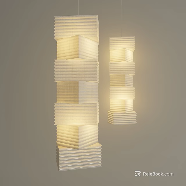 Modern Layered White Chandeliers With Folded Design And Glowing Light For Interior Decor 3d model 