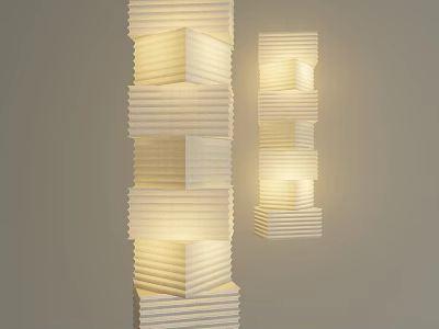 Modern Layered White Chandeliers With Folded Design And Glowing Light For Interior Decor 3d model