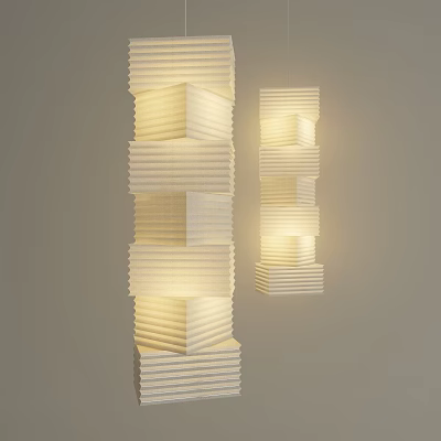 Modern Layered White Chandeliers With Folded Design And Glowing Light For Interior Decor 3d model