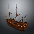 Ancient Sailing Ship With Wooden Construction And Multiple Masts As Historical Water Vessel