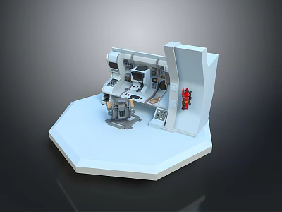Technical Equipment Model With Octagonal Platform And Control Panel Setup 3d model