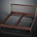 Modern Wooden Bed Frame With Vertical Slat Headboard And Minimalist Design