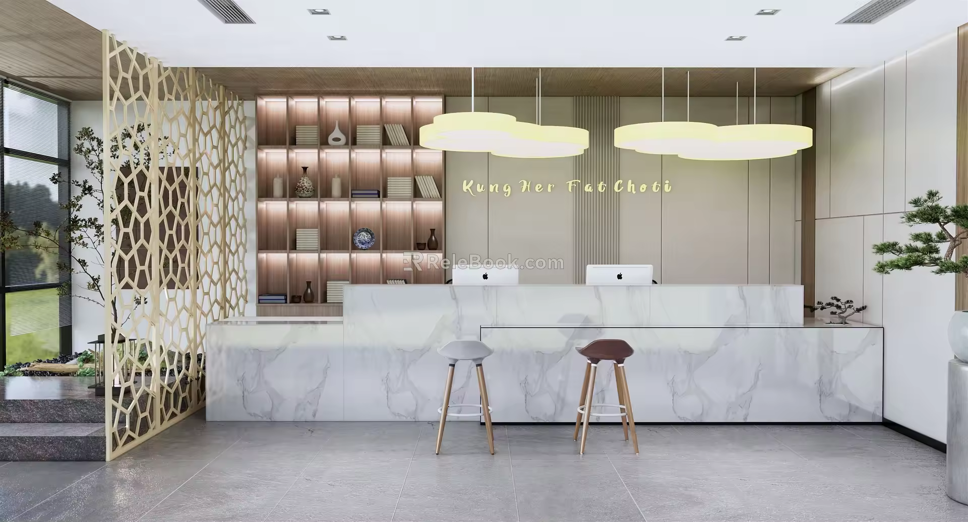 Modern Front Desk Hotel Front Desk Space 3d model