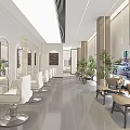 Modern Beauty Salon Interior With White Styling Chairs Mirrors And Green Plants