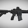 Black Tactical Rifle with Scope Magazine and Modern Military Design