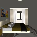 Modern Kids Room Interior With Bed Desk Rug Wall Art And Ceiling Lamp