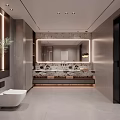Modern Bathroom Interior Design With Bathtub Toilet Vanity Marble Countertop And Gray Cabinets