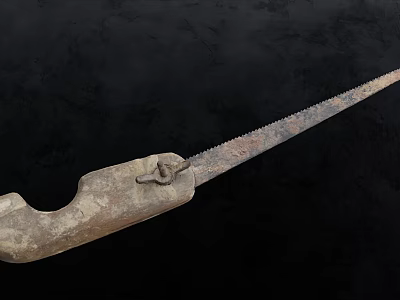 Vintage Hardware Tool Hand Saw with Rusty Blade and Wooden Handle 3d model