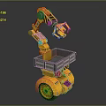 Yellow Smart Machine With Robotic Arm And Mobile Wheels For Loading Tasks 3d model