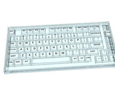 Wireframe Design of Computer Keyboard With Function Keys and Standard Layout 3d model