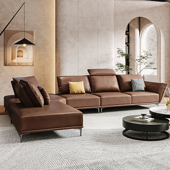 Quiet Living Room Sofa Group Sofa Leather Sofa Italian Minimalist Sofa 3d model