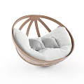 Cozy Round Light Brown Rattan Lazy Sofa With White Cushions And Soft Padding
