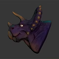 Detailed Colorful Triceratops Head Model With Spiked Frill And Vibrant Skin