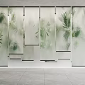 Sheer Modern Curtains With Green Plant Patterns And Bamboo Leaf Designs For Interior Decoration