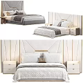 Luxurious Bedroom Bed Design With Velvet Headboard Gold Accents And White Bedding