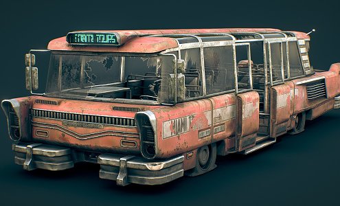 Industrial LOFT Bus dilapidated tour bus 3d model