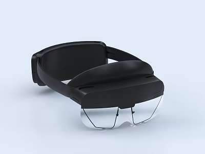 Black Modern VR Headset With Transparent Lenses And Comfortable Strap 3d model
