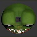 Green Frog Shaped Miniature Scenery With Interior Toilet Table Red Ball And Checkered Floor