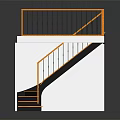 Modern Staircase Design With Wooden Handrail Black Railings And White Wall