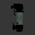 Black Industrial Equipment With Transparent Chamber And Internal Mechanical Parts