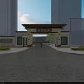 Chinese Style Entrance Gate of Jinghang Yajun with Covered Top and Pillars