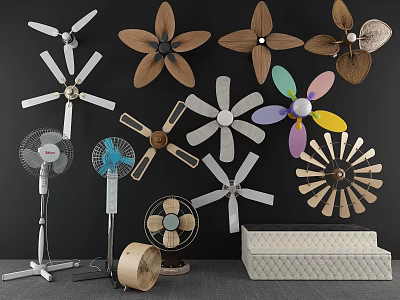 Diverse Design Air Conditioning Fans With Various Blade Shapes And Colors 3d model Diverse Design Air Conditioning Fans With Various Blade Shapes And Colors 3d model