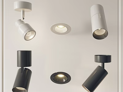Modern Downlights and Spotlights in White Black Various Ceiling Mounted Designs 3d model