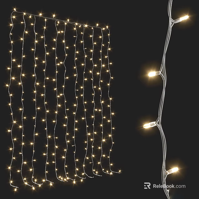 Warm White Decorative String Lights With Small Twinkling Bulbs For Indoor Holiday Decor 3d model 